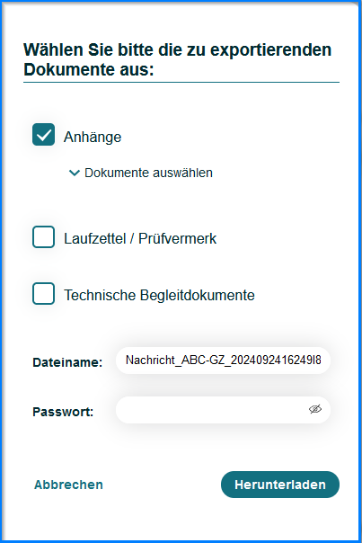 Export von Nachrichten b