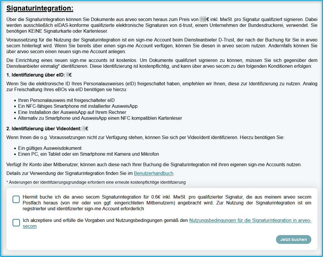 signaturintegration buchung